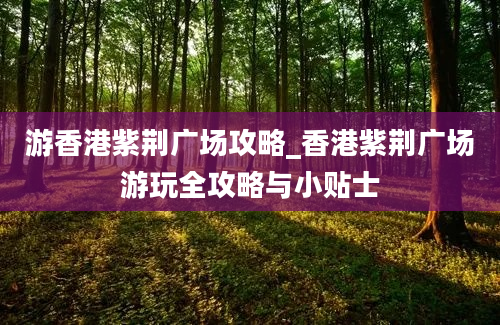 游香港紫荆广场攻略_香港紫荆广场游玩全攻略与小贴士