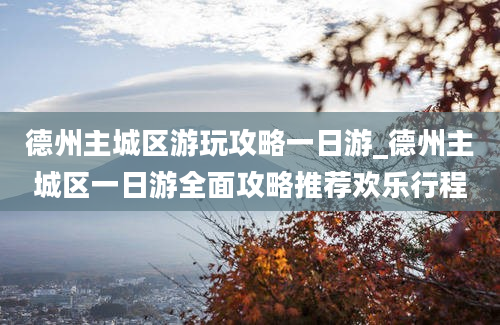 德州主城区游玩攻略一日游_德州主城区一日游全面攻略推荐欢乐行程