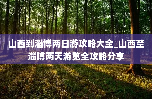 山西到淄博两日游攻略大全_山西至淄博两天游览全攻略分享