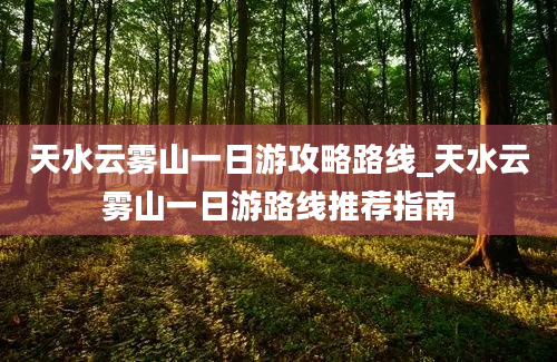 天水云雾山一日游攻略路线_天水云雾山一日游路线推荐指南