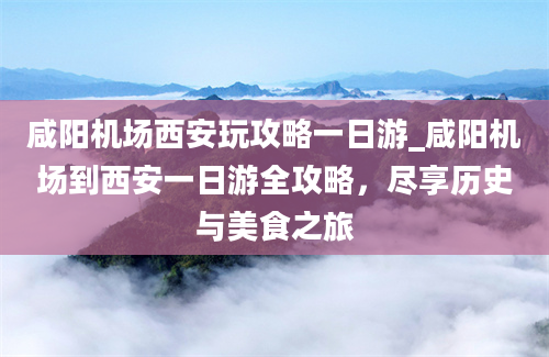 咸阳机场西安玩攻略一日游_咸阳机场到西安一日游全攻略，尽享历史与美食之旅