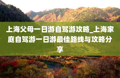 上海父母一日游自驾游攻略_上海家庭自驾游一日游最佳路线与攻略分享