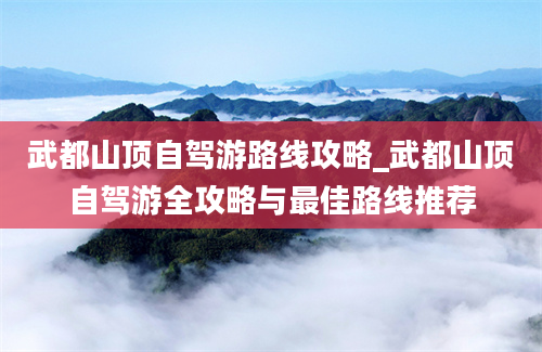 武都山顶自驾游路线攻略_武都山顶自驾游全攻略与最佳路线推荐