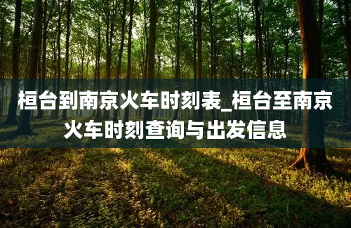 桓台到南京火车时刻表_桓台至南京火车时刻查询与出发信息