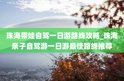 珠海带娃自驾一日游路线攻略_珠海亲子自驾游一日游最佳路线推荐