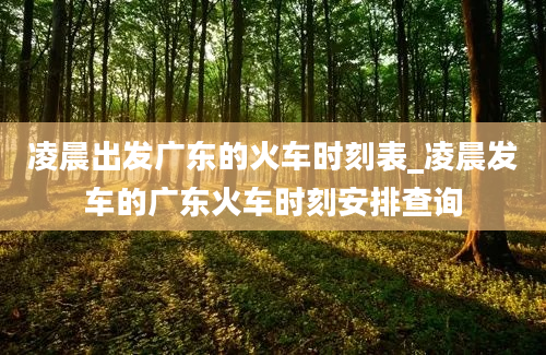 凌晨出发广东的火车时刻表_凌晨发车的广东火车时刻安排查询