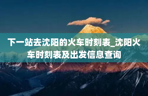 下一站去沈阳的火车时刻表_沈阳火车时刻表及出发信息查询