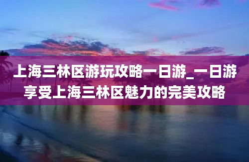 上海三林区游玩攻略一日游_一日游享受上海三林区魅力的完美攻略