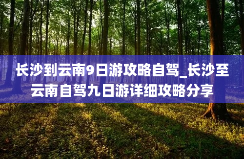 长沙到云南9日游攻略自驾_长沙至云南自驾九日游详细攻略分享