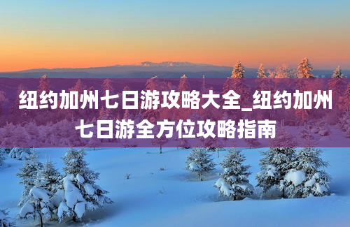 纽约加州七日游攻略大全_纽约加州七日游全方位攻略指南