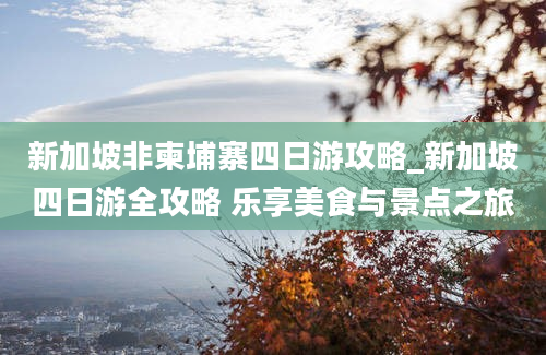 新加坡非柬埔寨四日游攻略_新加坡四日游全攻略 乐享美食与景点之旅