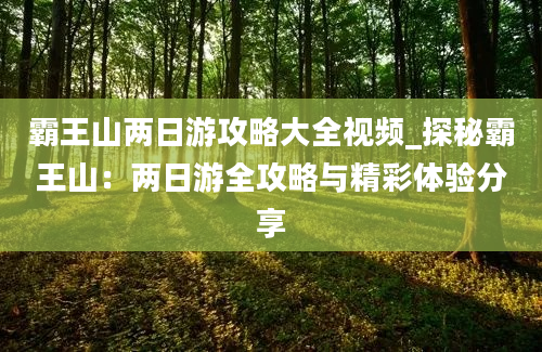 霸王山两日游攻略大全视频_探秘霸王山：两日游全攻略与精彩体验分享