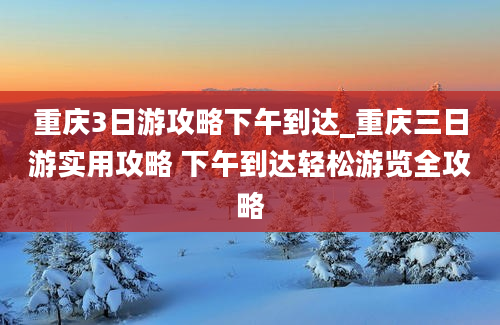 重庆3日游攻略下午到达_重庆三日游实用攻略 下午到达轻松游览全攻略