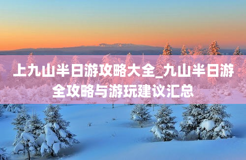 上九山半日游攻略大全_九山半日游全攻略与游玩建议汇总