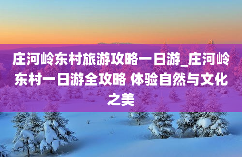 庄河岭东村旅游攻略一日游_庄河岭东村一日游全攻略 体验自然与文化之美