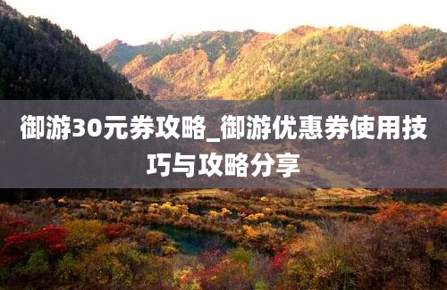 御游30元券攻略_御游优惠券使用技巧与攻略分享