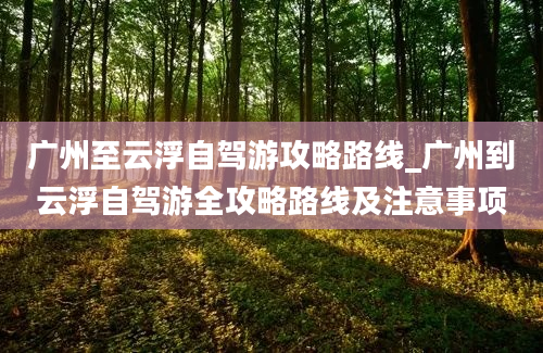 广州至云浮自驾游攻略路线_广州到云浮自驾游全攻略路线及注意事项