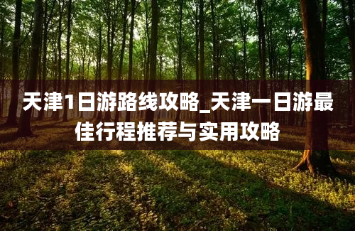 天津1日游路线攻略_天津一日游最佳行程推荐与实用攻略