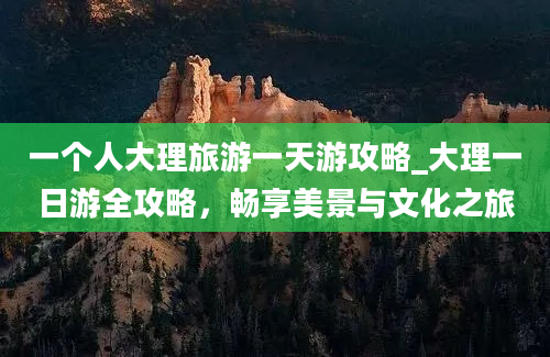 一个人大理旅游一天游攻略_大理一日游全攻略，畅享美景与文化之旅