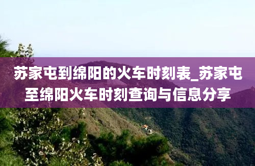 苏家屯到绵阳的火车时刻表_苏家屯至绵阳火车时刻查询与信息分享