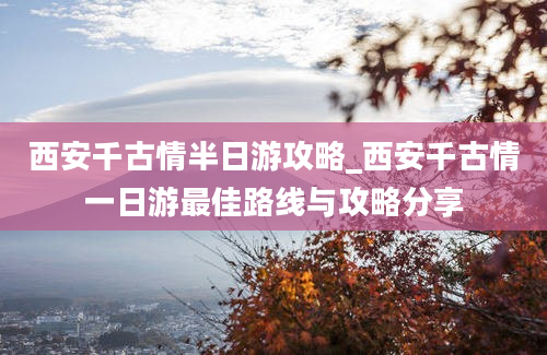 西安千古情半日游攻略_西安千古情一日游最佳路线与攻略分享