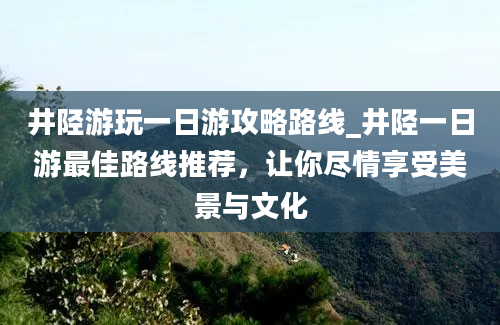 井陉游玩一日游攻略路线_井陉一日游最佳路线推荐，让你尽情享受美景与文化