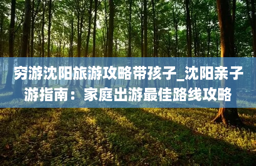 穷游沈阳旅游攻略带孩子_沈阳亲子游指南：家庭出游最佳路线攻略