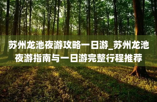 苏州龙池夜游攻略一日游_苏州龙池夜游指南与一日游完整行程推荐