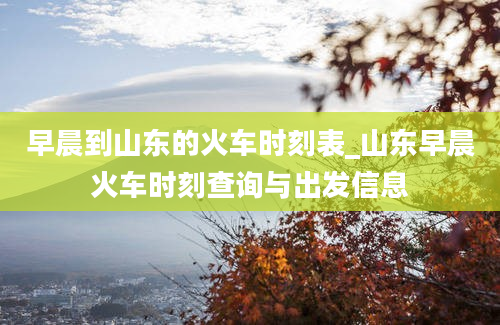 早晨到山东的火车时刻表_山东早晨火车时刻查询与出发信息