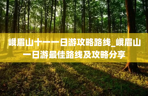 峨眉山十一一日游攻略路线_峨眉山一日游最佳路线及攻略分享