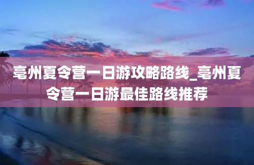 亳州夏令营一日游攻略路线_亳州夏令营一日游最佳路线推荐