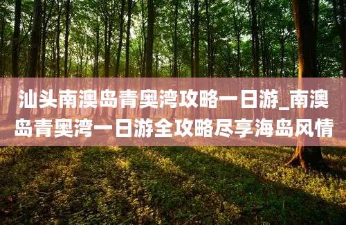 汕头南澳岛青奥湾攻略一日游_南澳岛青奥湾一日游全攻略尽享海岛风情