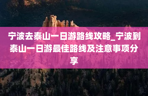 宁波去泰山一日游路线攻略_宁波到泰山一日游最佳路线及注意事项分享