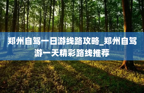 郑州自驾一日游线路攻略_郑州自驾游一天精彩路线推荐