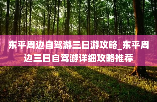 东平周边自驾游三日游攻略_东平周边三日自驾游详细攻略推荐