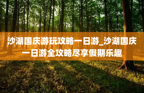 沙湖国庆游玩攻略一日游_沙湖国庆一日游全攻略尽享假期乐趣