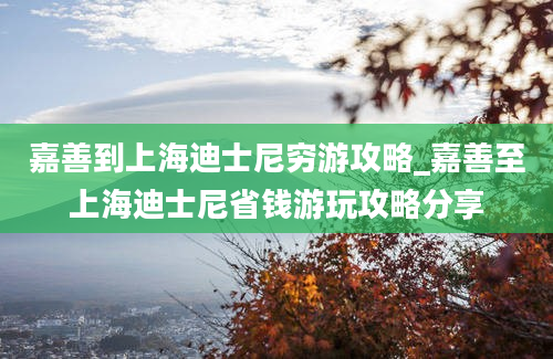 嘉善到上海迪士尼穷游攻略_嘉善至上海迪士尼省钱游玩攻略分享