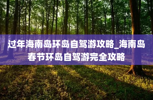 过年海南岛环岛自驾游攻略_海南岛春节环岛自驾游完全攻略