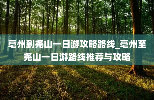 亳州到尧山一日游攻略路线_亳州至尧山一日游路线推荐与攻略