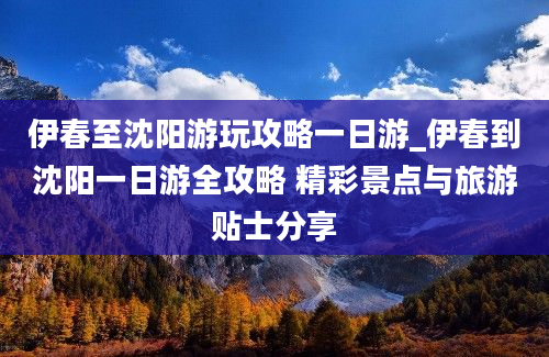 伊春至沈阳游玩攻略一日游_伊春到沈阳一日游全攻略 精彩景点与旅游贴士分享