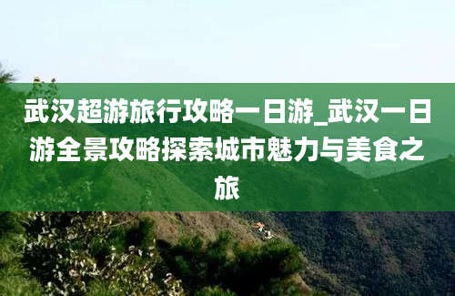 武汉超游旅行攻略一日游_武汉一日游全景攻略探索城市魅力与美食之旅