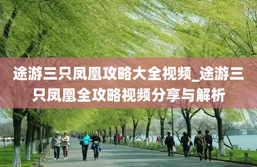 途游三只凤凰攻略大全视频_途游三只凤凰全攻略视频分享与解析