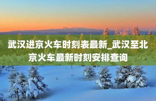 武汉进京火车时刻表最新_武汉至北京火车最新时刻安排查询