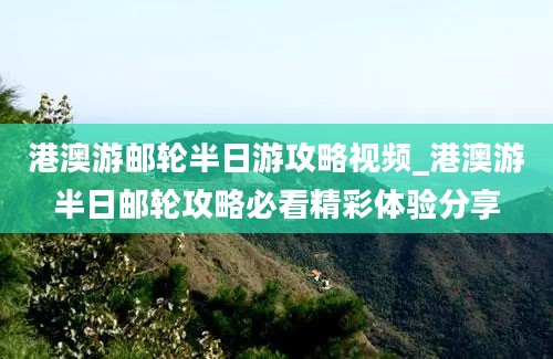 港澳游邮轮半日游攻略视频_港澳游半日邮轮攻略必看精彩体验分享