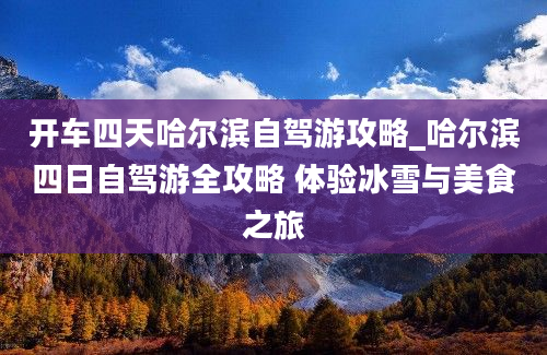 开车四天哈尔滨自驾游攻略_哈尔滨四日自驾游全攻略 体验冰雪与美食之旅