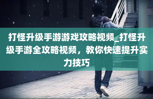 打怪升级手游游戏攻略视频_打怪升级手游全攻略视频，教你快速提升实力技巧