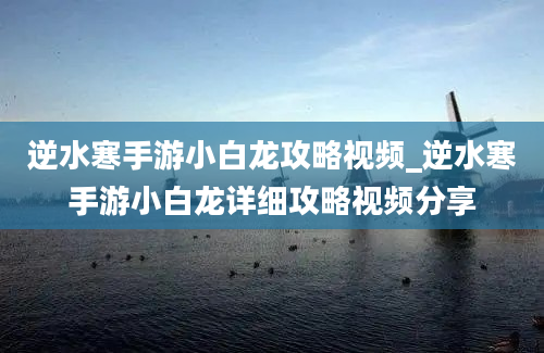 逆水寒手游小白龙攻略视频_逆水寒手游小白龙详细攻略视频分享