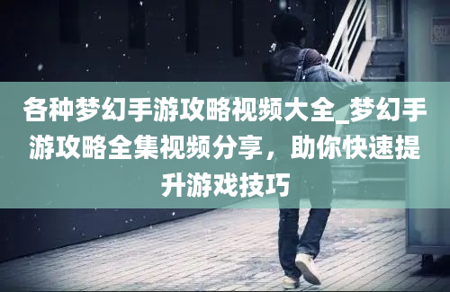 各种梦幻手游攻略视频大全_梦幻手游攻略全集视频分享，助你快速提升游戏技巧