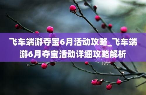 飞车端游夺宝6月活动攻略_飞车端游6月夺宝活动详细攻略解析