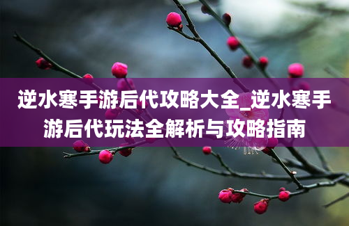 逆水寒手游后代攻略大全_逆水寒手游后代玩法全解析与攻略指南